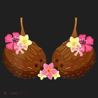 Funny Coconut Bra With Hawaiian Tropical Flowers Beanie thumb 2