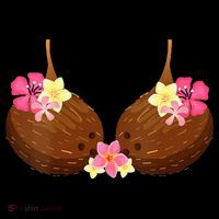 Funny Coconut Bra With Hawaiian Tropical Flowers Women's Hoodie thumb 2