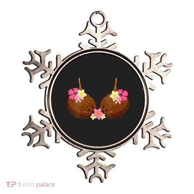 Funny Coconut Bra With Hawaiian Tropical Flowers Ornament