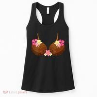 Funny Coconut Bra With Hawaiian Tropical Flowers Women's Tank Top thumb 0