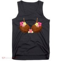Funny Coconut Bra With Hawaiian Tropical Flowers Tank Top thumb 0