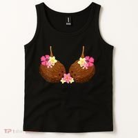 Funny Coconut Bra With Hawaiian Tropical Flowers Tank Top thumb 2