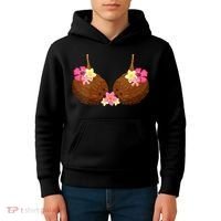 Funny Coconut Bra With Hawaiian Tropical Flowers Kids Hoodie thumb 4