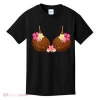 Funny Coconut Bra With Hawaiian Tropical Flowers Kids T-Shirt thumb 0