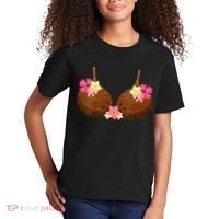 Funny Coconut Bra With Hawaiian Tropical Flowers Kids T-Shirt thumb 2