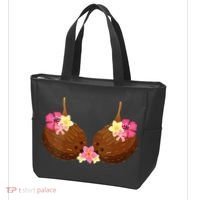 Funny Coconut Bra With Hawaiian Tropical Flowers Tote Bag thumb 3