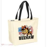 Funny Cow Bee Bumblebee Beehaw American Flag 4 Gift Tote Bag thumb 2