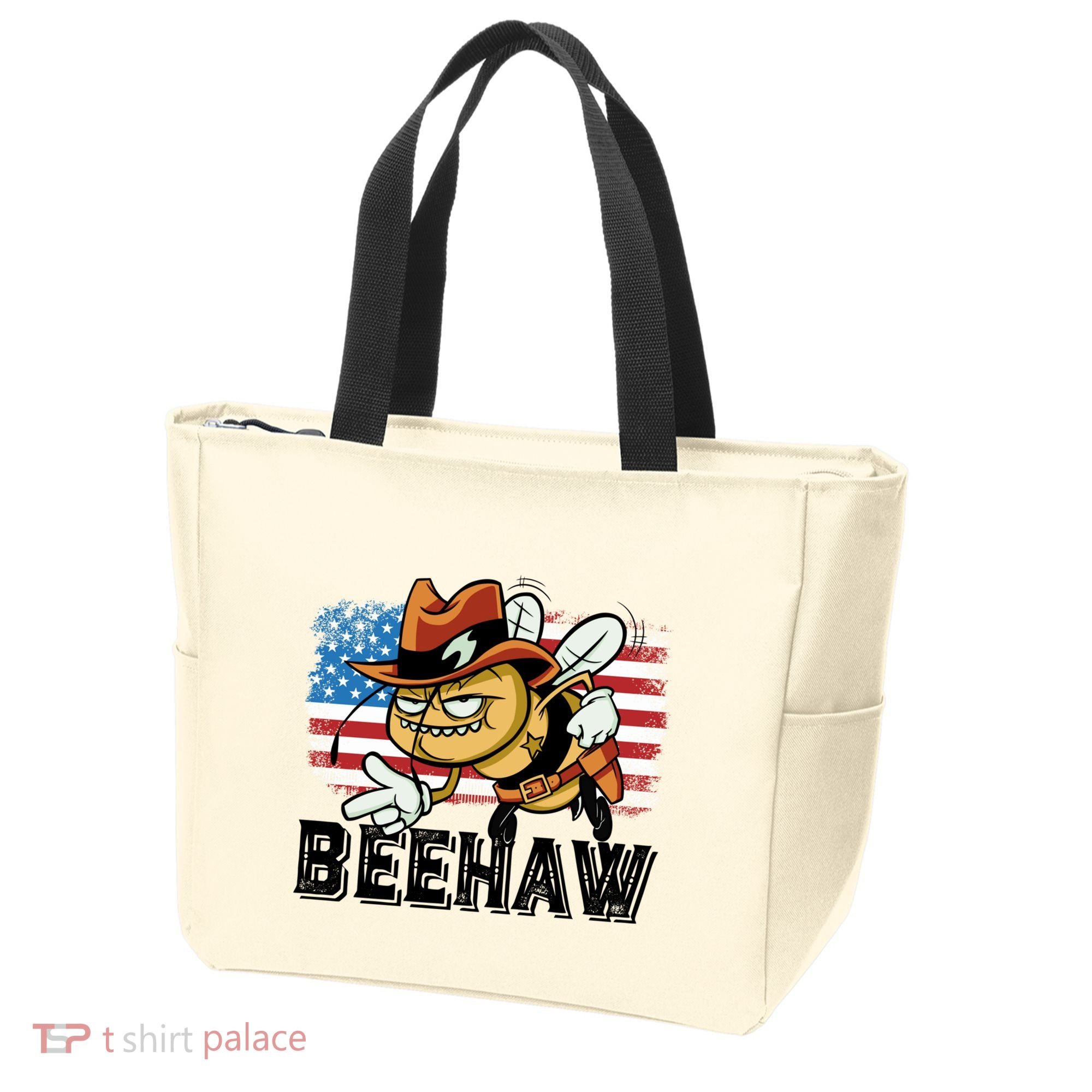 Funny Cow Bee Bumblebee Beehaw American Flag 4 Gift Tote Bag