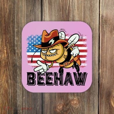 Funny Cow Bee Bumblebee Beehaw American Flag 4 Gift Coaster