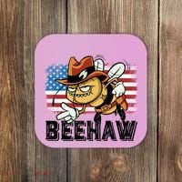 Funny Cow Bee Bumblebee Beehaw American Flag 4 Gift Coaster thumb 0