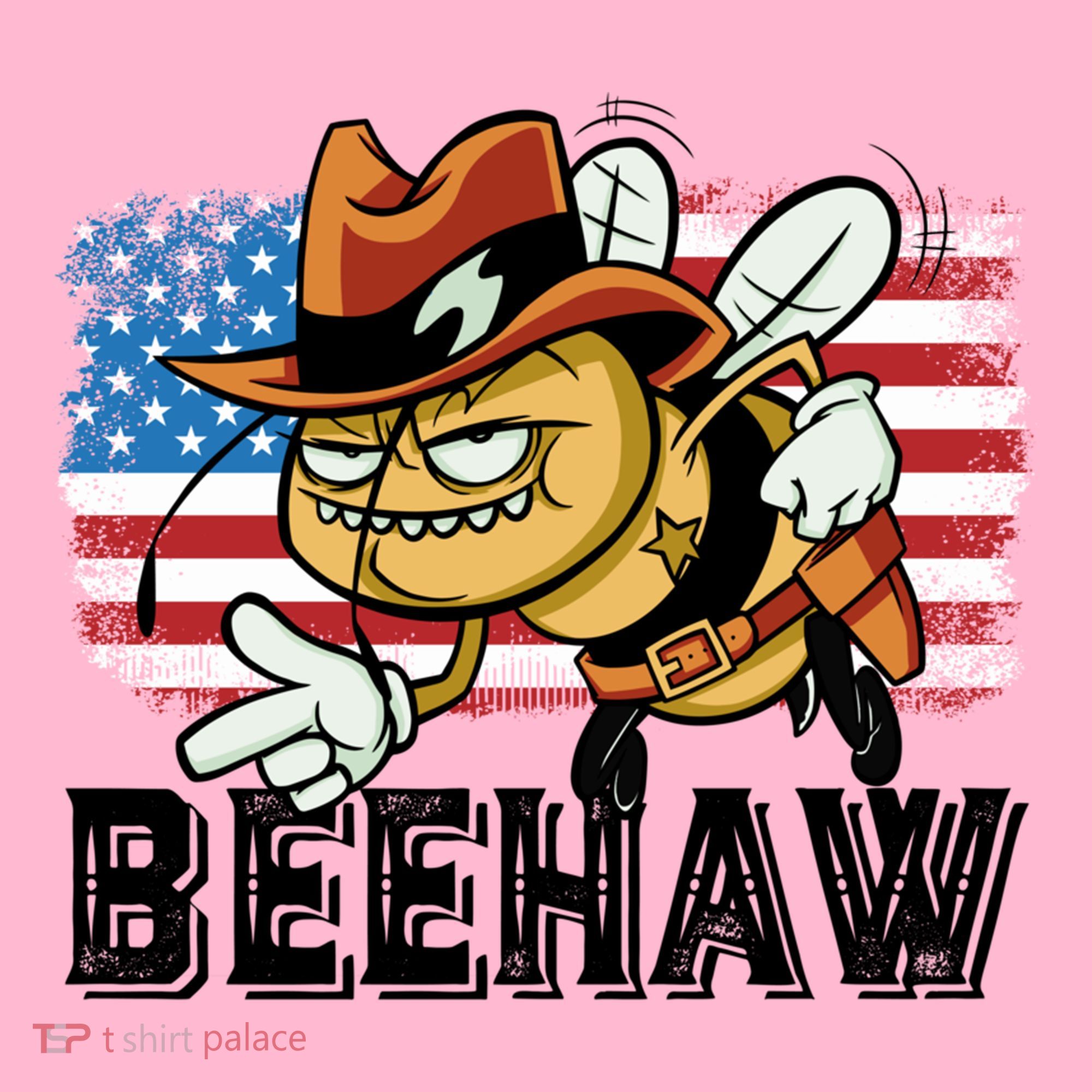 Funny Cow Bee Bumblebee Beehaw American Flag 4 Gift Coaster