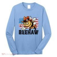 Funny Cow Bee Bumblebee Beehaw American Flag 4 Gift Long Sleeve Shirt thumb 0