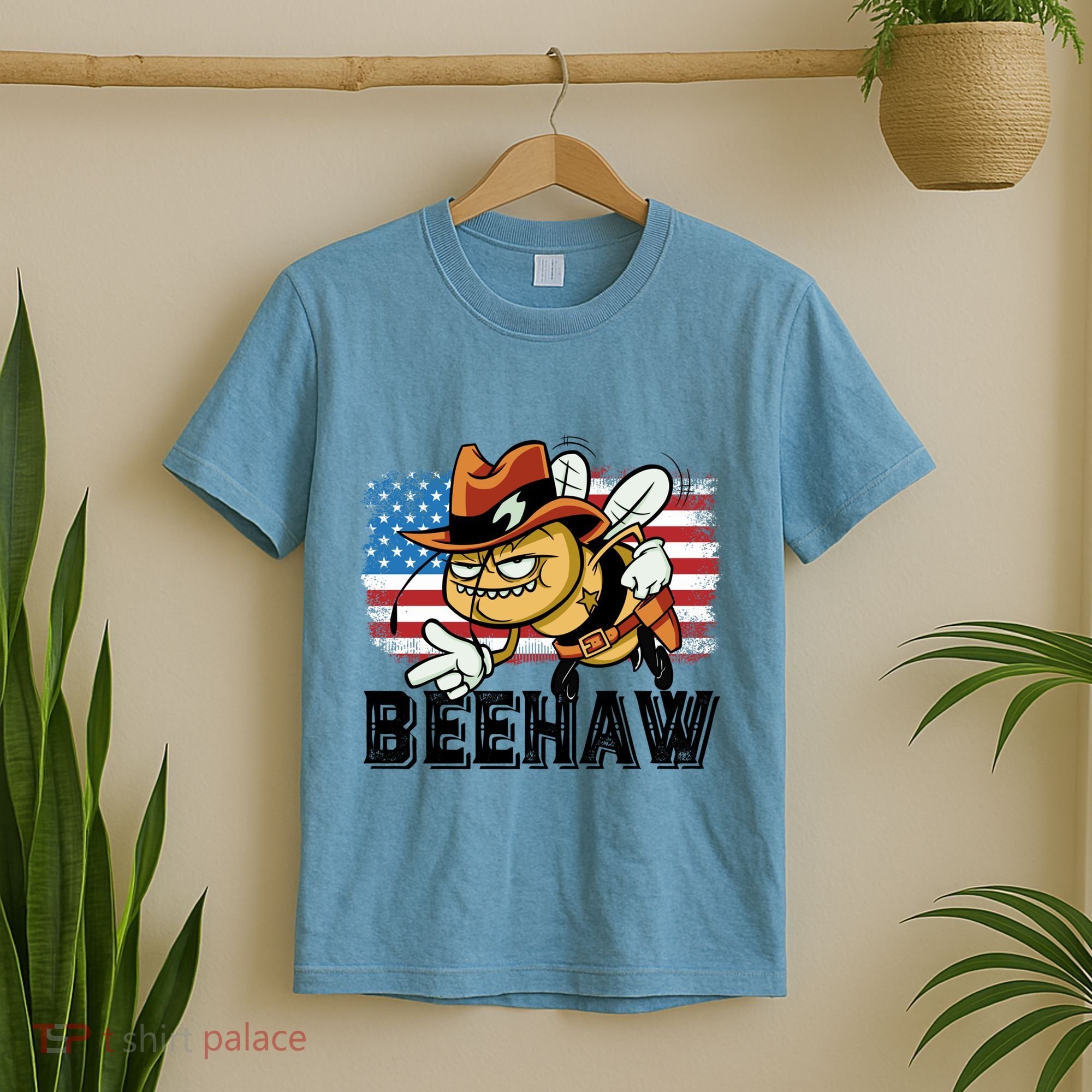 Funny Cow Bee Bumblebee Beehaw American Flag 4 Gift T-Shirt