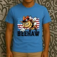 Funny Cow Bee Bumblebee Beehaw American Flag 4 Gift T-Shirt thumb 3