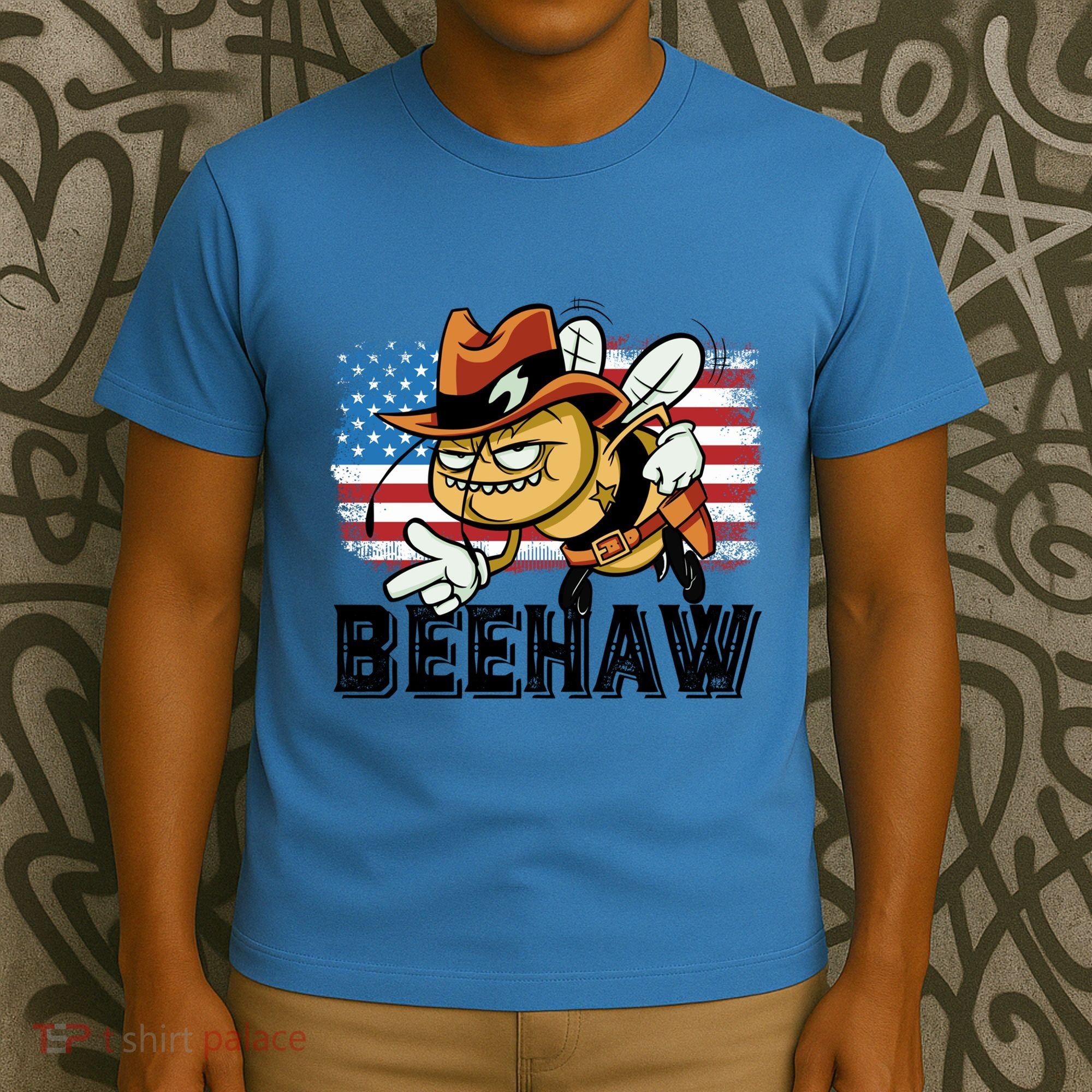 Funny Cow Bee Bumblebee Beehaw American Flag 4 Gift T-Shirt