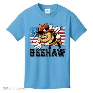 Funny Cow Bee Bumblebee Beehaw American Flag 4 Gift Kids T-Shirt