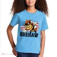 Funny Cow Bee Bumblebee Beehaw American Flag 4 Gift Kids T-Shirt thumb 2