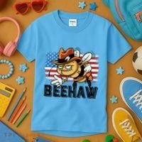 Funny Cow Bee Bumblebee Beehaw American Flag 4 Gift Kids T-Shirt thumb 3