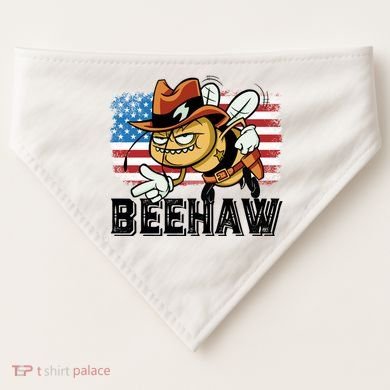 Funny Cow Bee Bumblebee Beehaw American Flag 4 Gift USA-Made Doggie Bandana