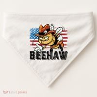 Funny Cow Bee Bumblebee Beehaw American Flag 4 Gift USA-Made Doggie Bandana thumb 0