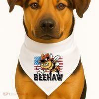 Funny Cow Bee Bumblebee Beehaw American Flag 4 Gift USA-Made Doggie Bandana thumb 1