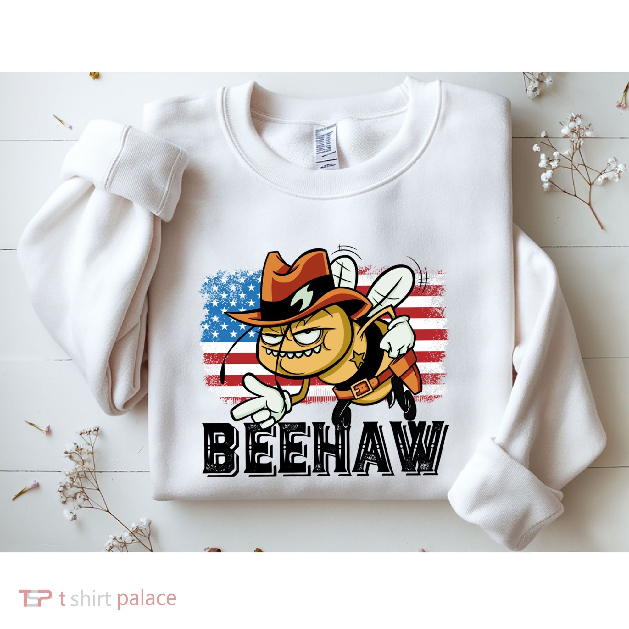 Funny Cow Bee Bumblebee Beehaw American Flag 4 Gift Sweatshirt