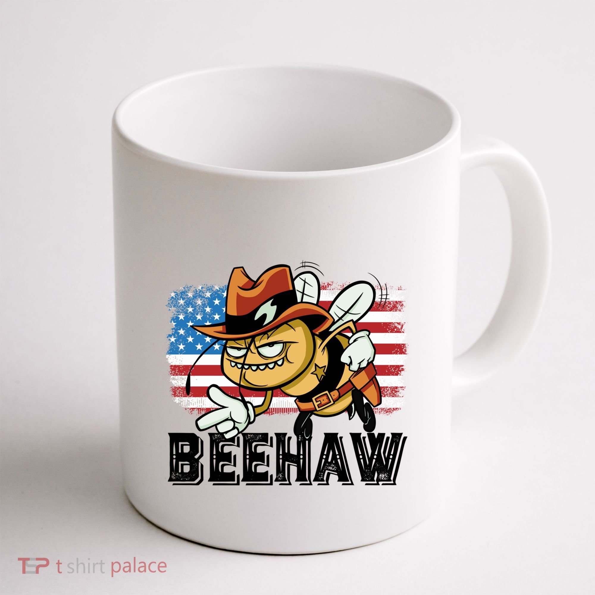 Funny Cow Bee Bumblebee Beehaw American Flag 4 Gift Coffee Mug