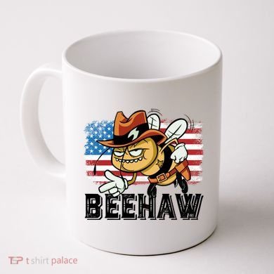 Funny Cow Bee Bumblebee Beehaw American Flag 4 Gift Coffee Mug