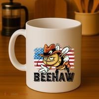Funny Cow Bee Bumblebee Beehaw American Flag 4 Gift Coffee Mug thumb 4