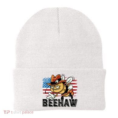 Funny Cow Bee Bumblebee Beehaw American Flag 4 Gift Beanie
