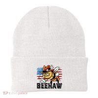 Funny Cow Bee Bumblebee Beehaw American Flag 4 Gift Beanie thumb 0
