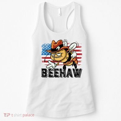 Funny Cow Bee Bumblebee Beehaw American Flag 4 Gift Women's Tank Top