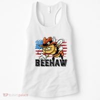 Funny Cow Bee Bumblebee Beehaw American Flag 4 Gift Women's Tank Top thumb 0