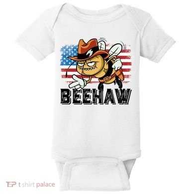 Funny Cow Bee Bumblebee Beehaw American Flag 4 Gift Baby Bodysuit