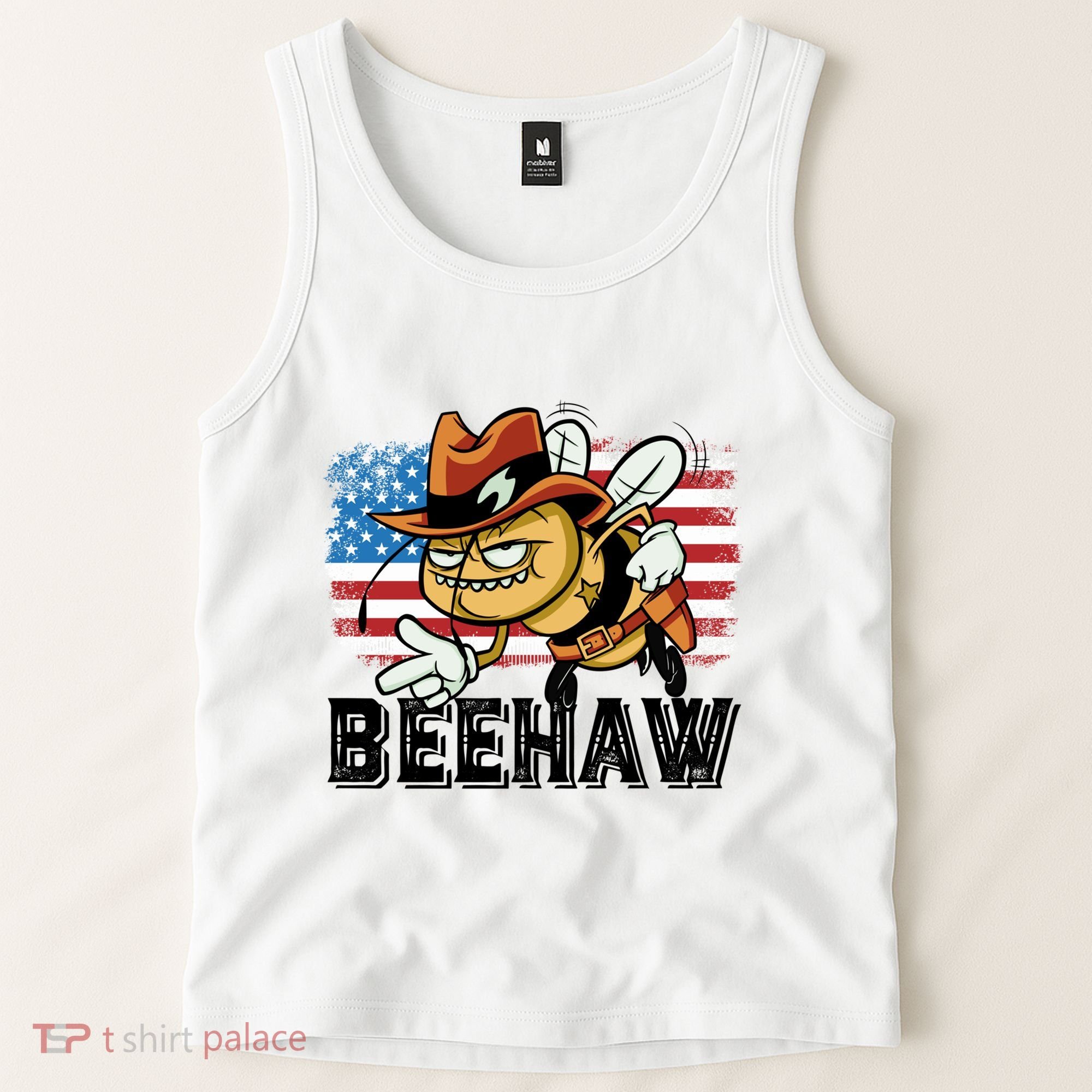 Funny Cow Bee Bumblebee Beehaw American Flag 4 Gift Tank Top