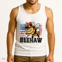 Funny Cow Bee Bumblebee Beehaw American Flag 4 Gift Tank Top thumb 3