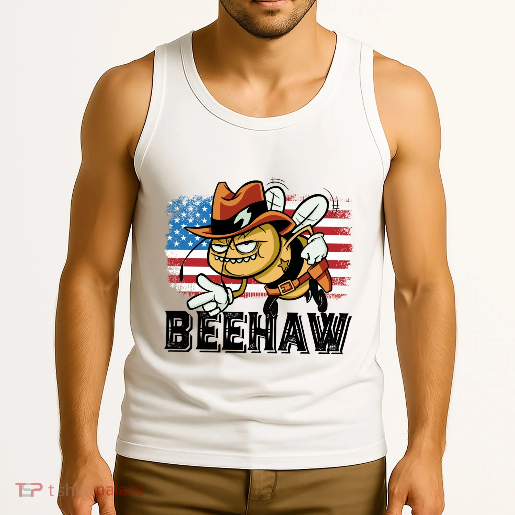Funny Cow Bee Bumblebee Beehaw American Flag 4 Gift Tank Top