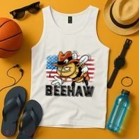 Funny Cow Bee Bumblebee Beehaw American Flag 4 Gift Tank Top thumb 4