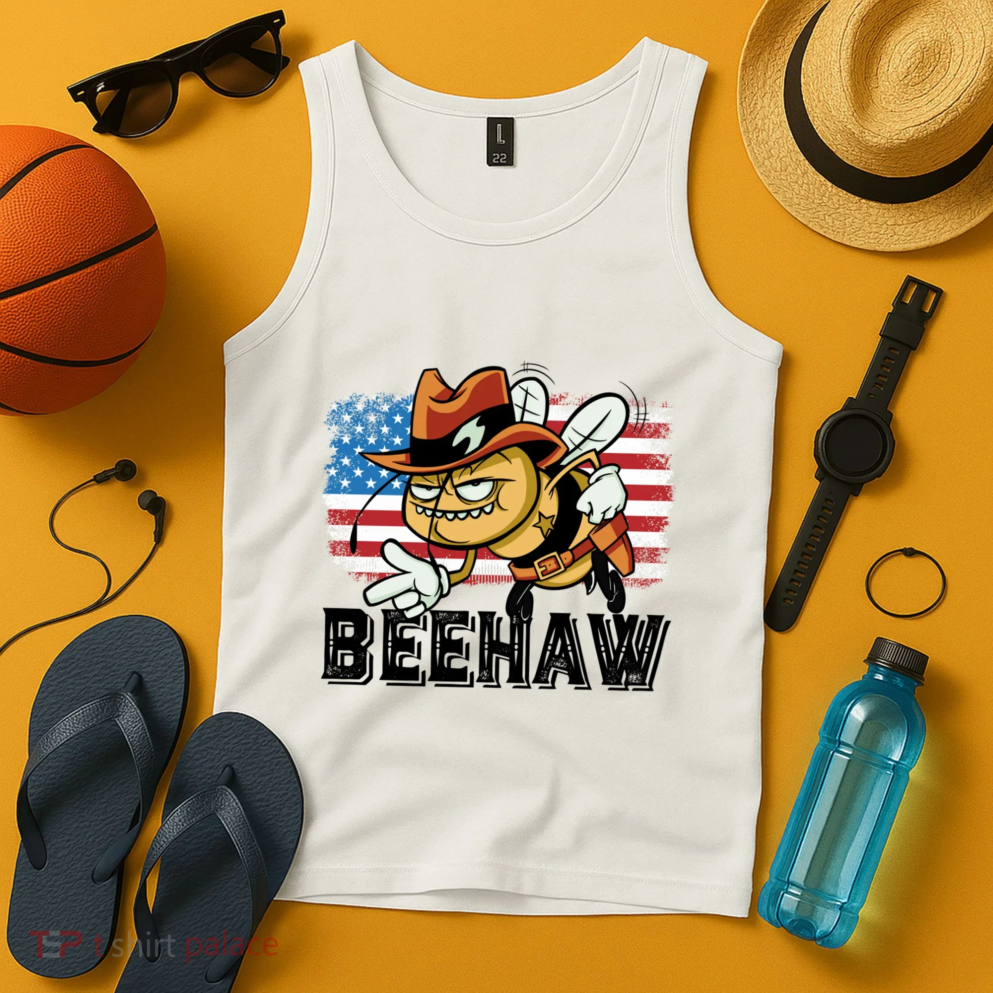 Funny Cow Bee Bumblebee Beehaw American Flag 4 Gift Tank Top