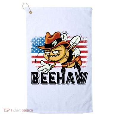 Funny Cow Bee Bumblebee Beehaw American Flag 4 Gift Golf Towel