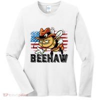 Funny Cow Bee Bumblebee Beehaw American Flag 4 Gift Women's Long Sleeve Shirt thumb 0