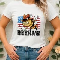Funny Cow Bee Bumblebee Beehaw American Flag 4 Gift Women's T-Shirt thumb 2