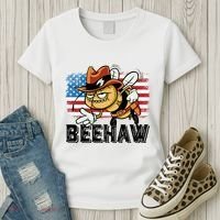 Funny Cow Bee Bumblebee Beehaw American Flag 4 Gift Women's T-Shirt thumb 3