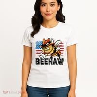 Funny Cow Bee Bumblebee Beehaw American Flag 4 Gift Women's T-Shirt thumb 4