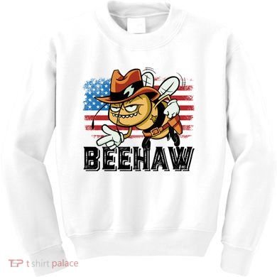 Funny Cow Bee Bumblebee Beehaw American Flag 4 Gift Kids Sweatshirt