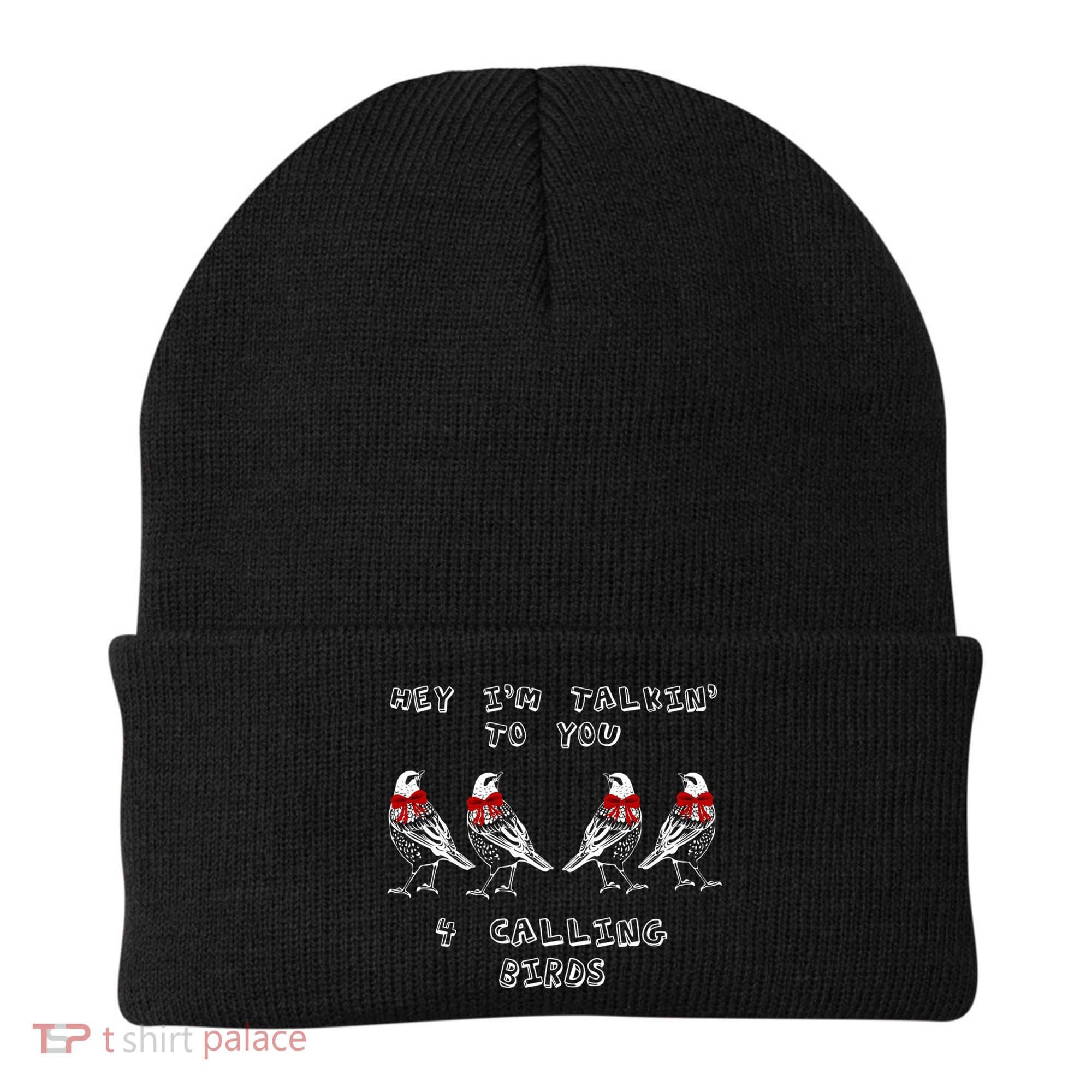 Four Calling Birds Funny Twelve Days Of Christmas Gift Beanie