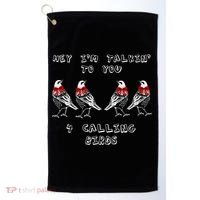 Four Calling Birds Funny Twelve Days Of Christmas Gift Golf Towel thumb 0