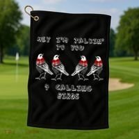 Four Calling Birds Funny Twelve Days Of Christmas Gift Golf Towel thumb 1