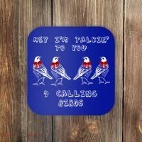 Four Calling Birds Funny Twelve Days Of Christmas Gift Coaster thumb 0