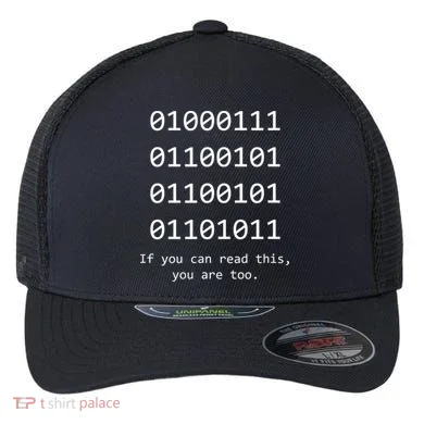 Funny Computer Binary Code Programmer Developer Geek Gift Great Gift Flexfit Unipanel Trucker Cap